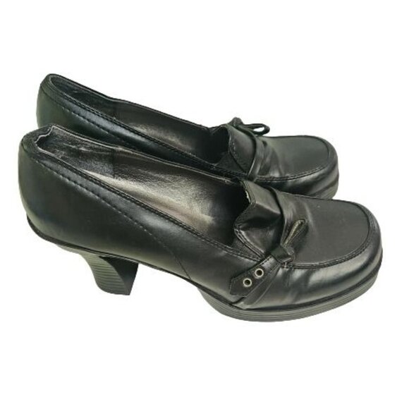 Vintage Y2K Black Vegan Leather Chunky Platform Heels Size 9 - Picture 2 of 6